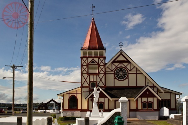 Ohinemutu, maori neighbourhood, rotorua, new zealand