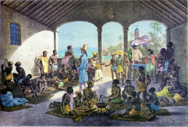 "Mercado de Escravos" de Johann Moritz Rugendas. Domínio Público.