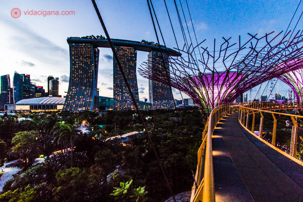 Onde ficar em Singapura: O Marina Bay Sands visto do Gardens by the Bay