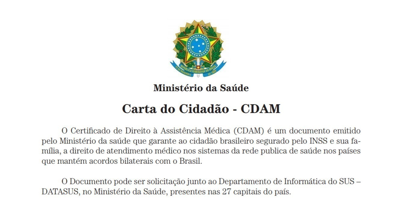 Trecho da Carta do cidadão - CDAM, publicada pelo Ministério da Saúde