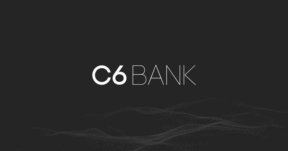 Banco C6: O logo do banco com fundo preto