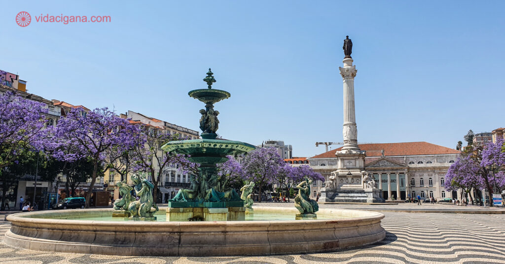 Praça do Rossio, a primeira parada no roteiro de 1 dia em Lisboa. 