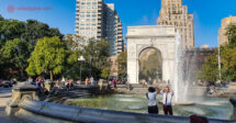 O que fazer em Greenwich Village, Nova York: o Arco do Triunfo de Greenwich Village Park, com sua fonte