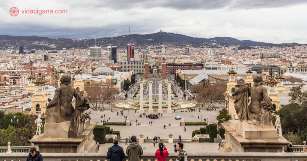 A Plaça d'Espanya ao fundo, vista do Mirador Barcelona