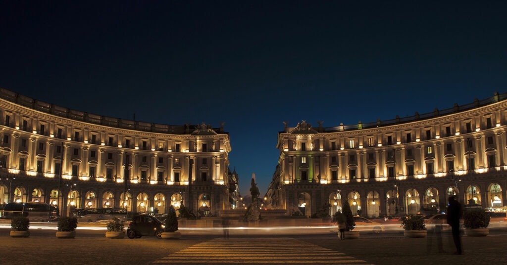 Imagem da Praça da República em Roma, Itália. 